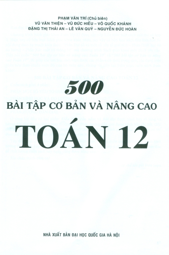 500 BÀI TẬP CƠ BẢN VÀ NÂNG CAO TOÁN LỚP 12 (Biên soạn theo chương trình GDPT mới)